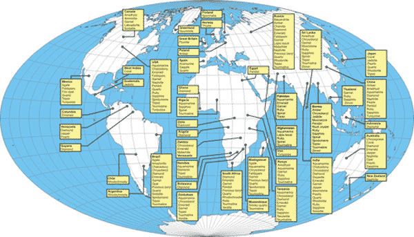 Precious Stones Map Of The World